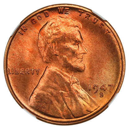 1947-S 1c NGC MS67 RD
