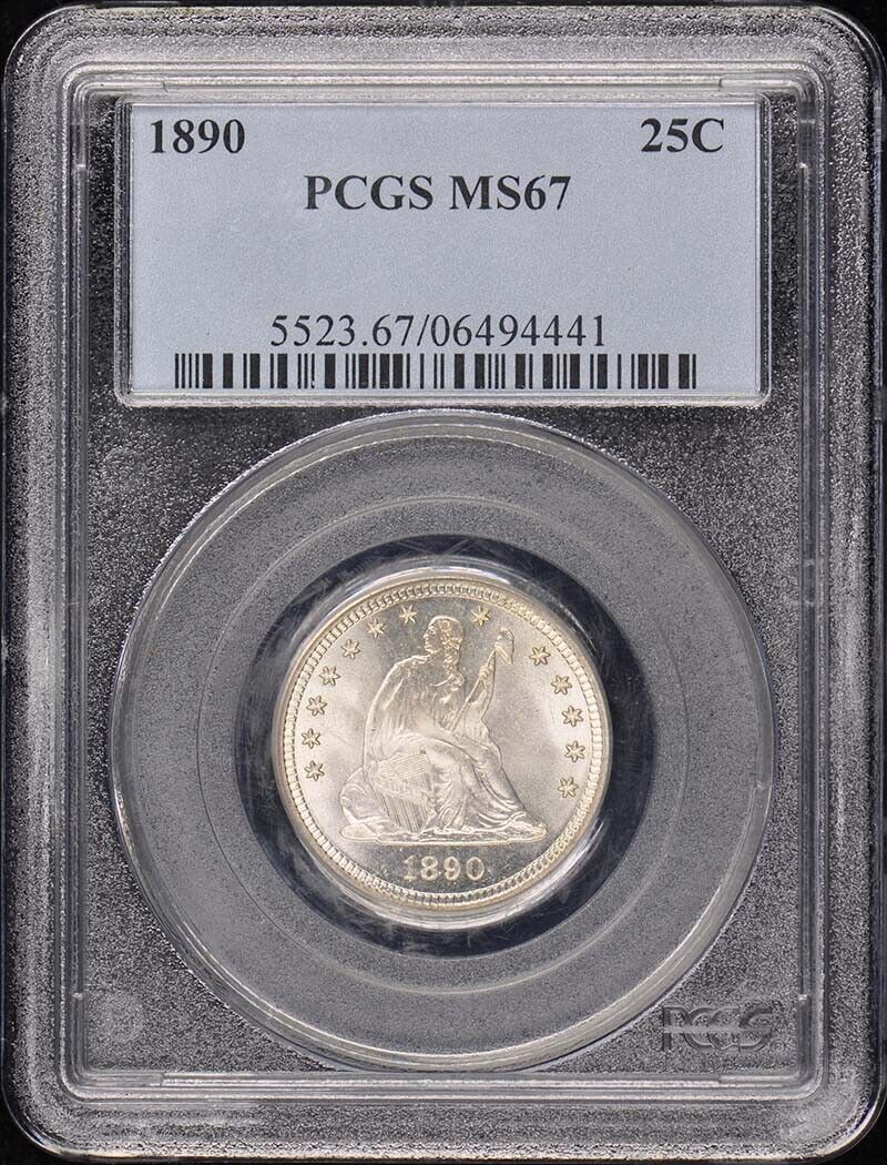 1890 25C Liberty Seated Quarter PCGS MS67