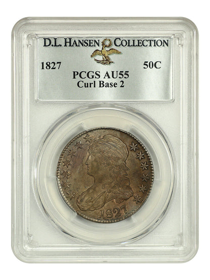 1827 50C PCGS AU55 (Curl Base 2) ex: D.L. Hansen