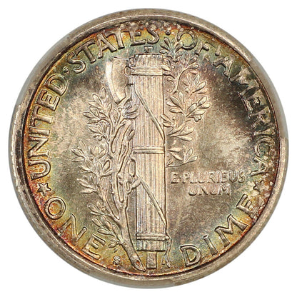 1925-S 10C CACG MS66+FB ex: D.L. Hansen - Mercury Dime