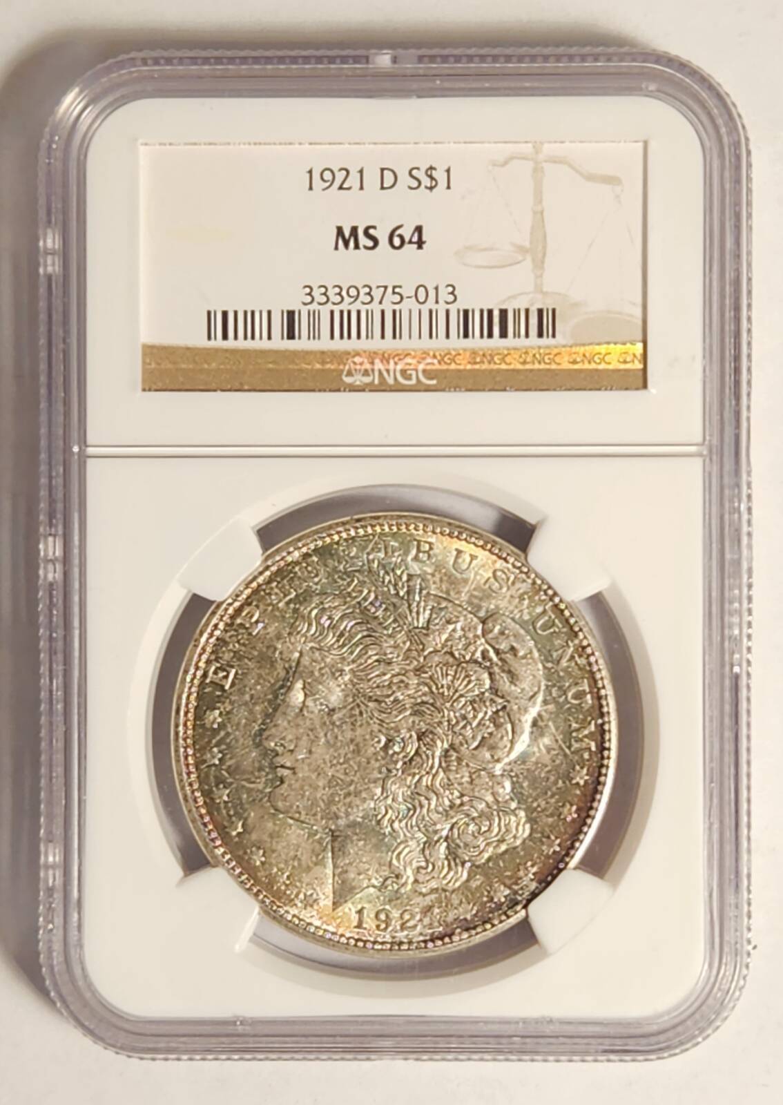 1921 D Morgan Silver Dollar NGC MS-64