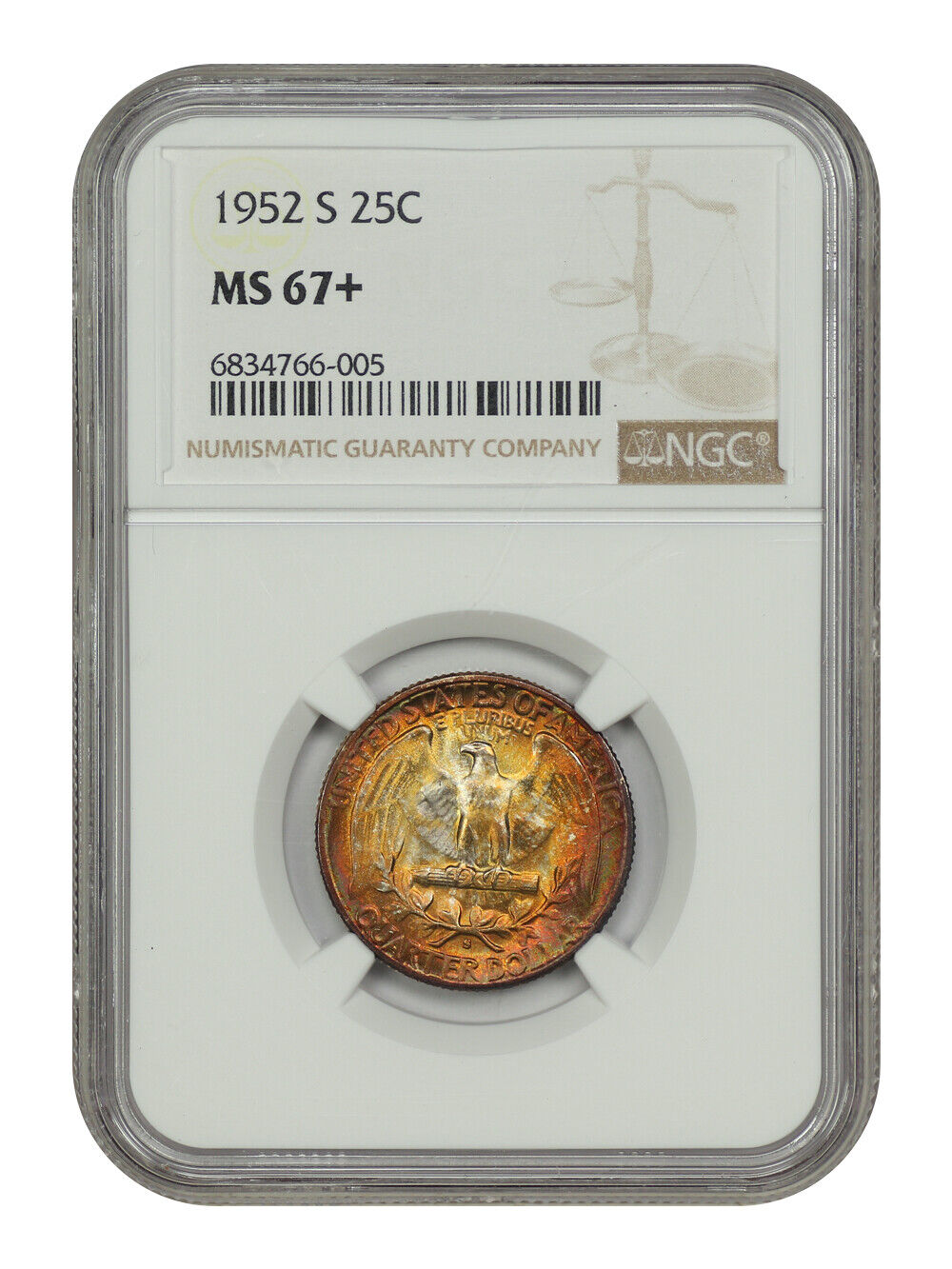 1952-S 25C NGC MS67+ - Washington Quarter