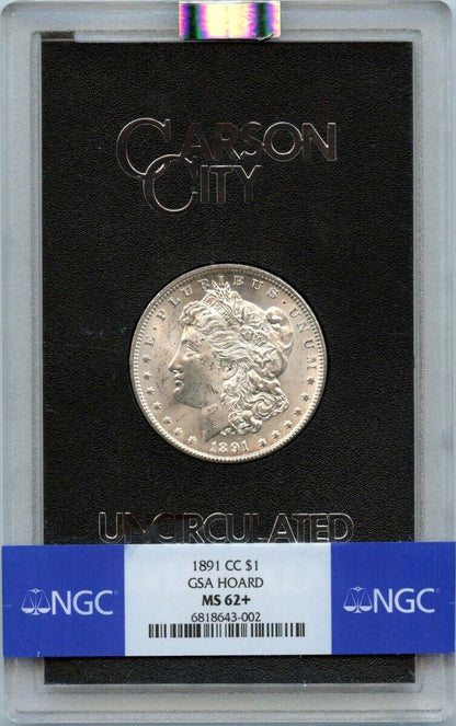 1891-CC Morgan Dollar GSA HOARD S$1 NGC MS62+