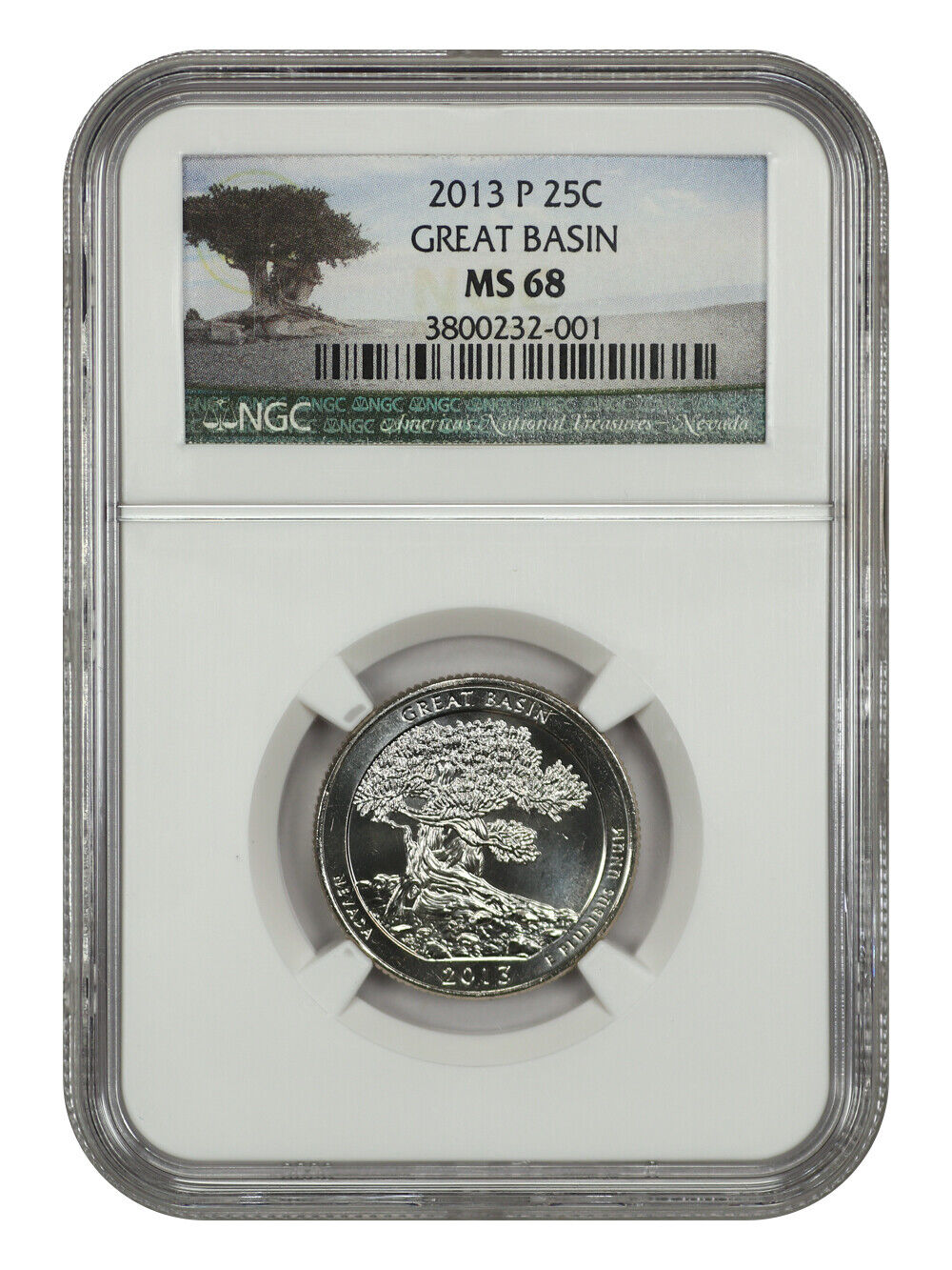 2013-P 25C Great Basin NP NGC MS68 - Type 1 - Clad