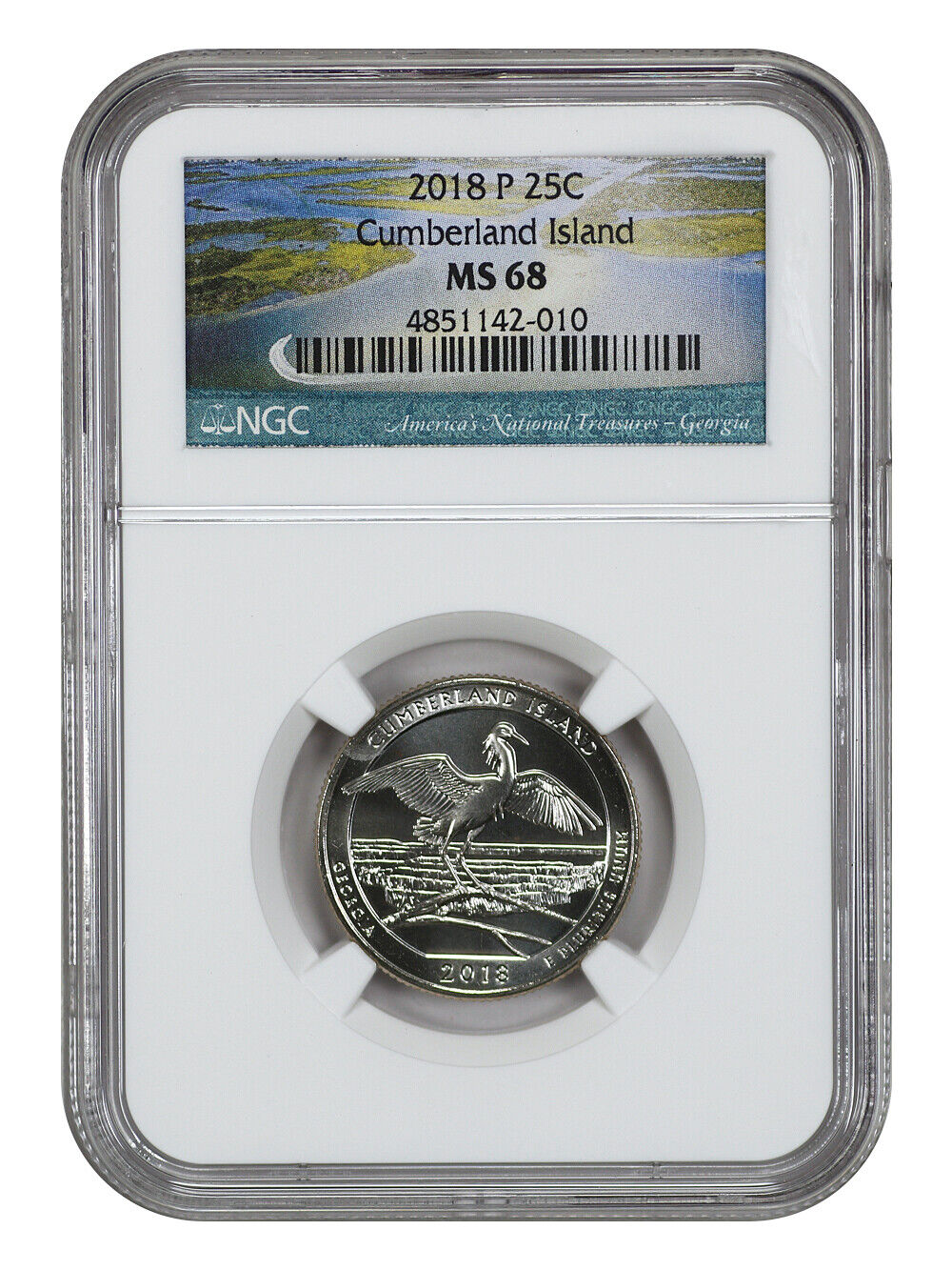 2018-P 25C Cumberland Island NP NGC MS68 - Type 1 - Clad