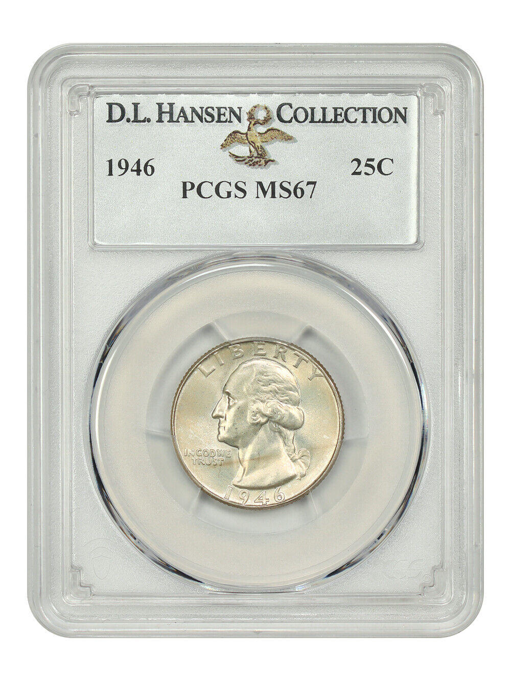 1946 25C PCGS MS67 ex: D.L. Hansen - Washington Quarter