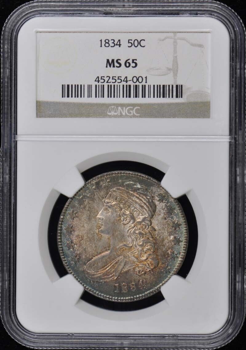 1834 Capped Bust, Lettered Edge 50C NGC MS65