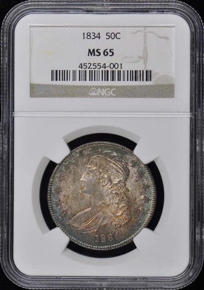 1834 Capped Bust, Lettered Edge 50C NGC MS65