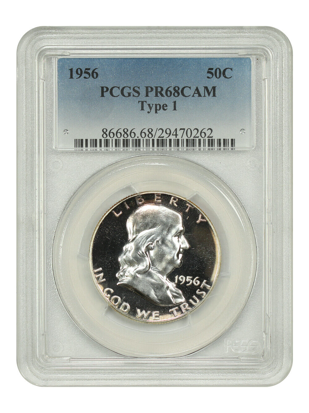 1956 50C PCGS PR68CAM (Type 1) - Franklin Half Dollar