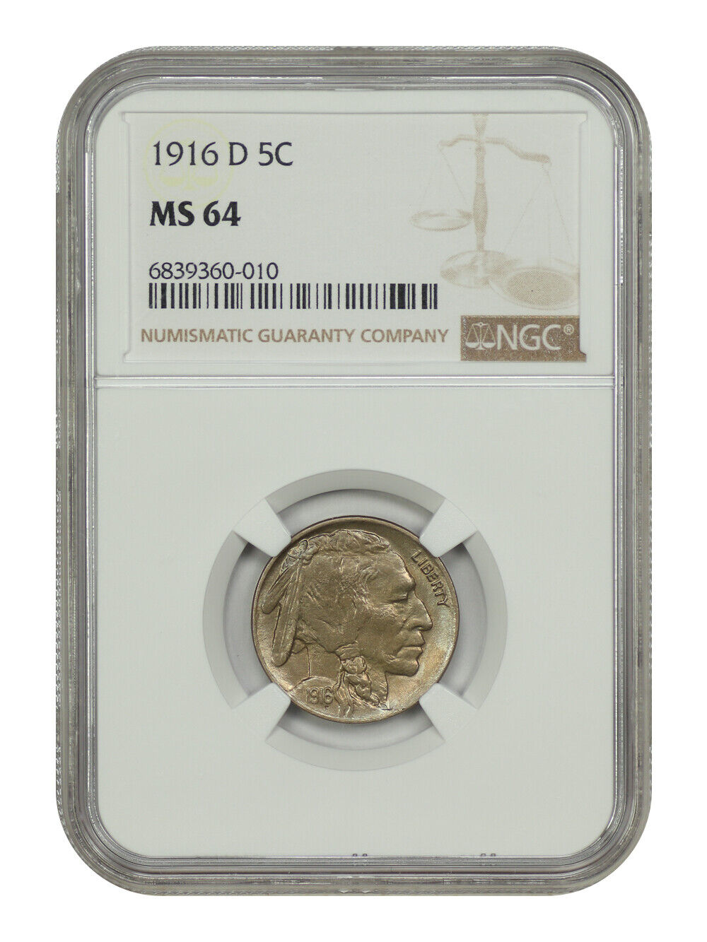 1916-D 5C NGC MS64 - Buffalo Nickel