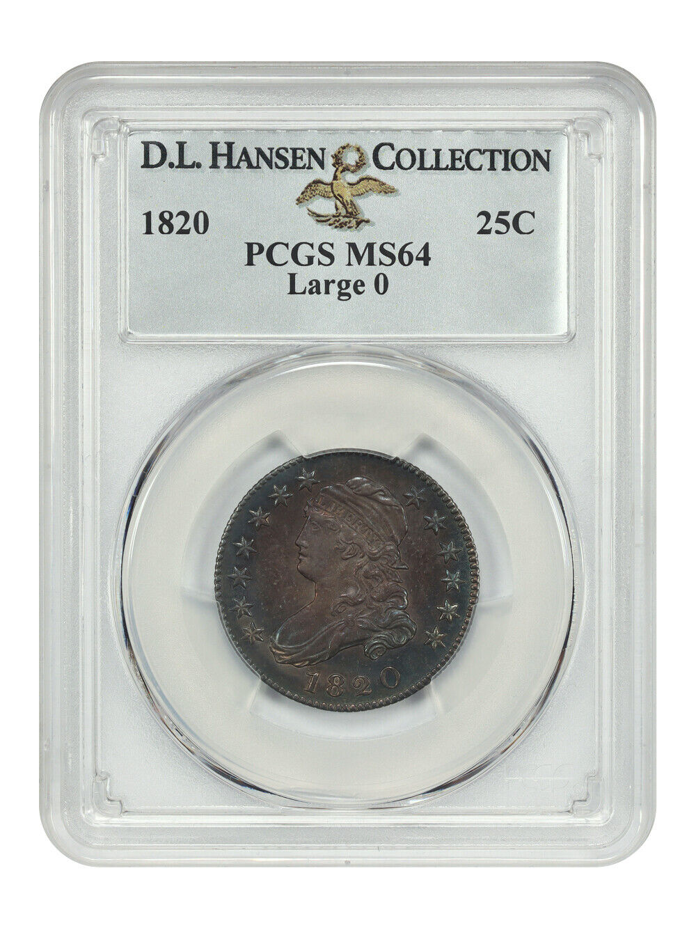 1820 25C PCGS MS64 (Large 0) ex: D.L. Hansen