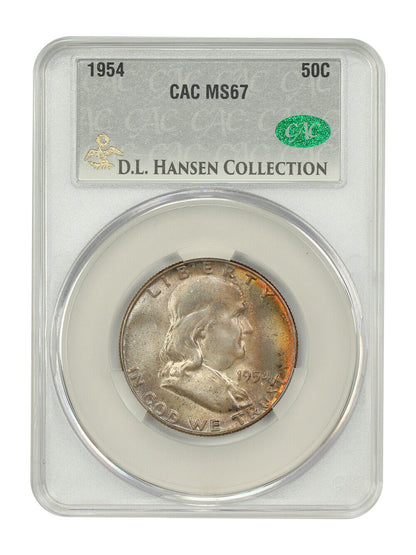 1954 50C CACG MS67 ex: D.L. Hansen - Franklin Half Dollar