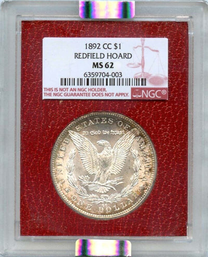 1892-CC $1 Silver Morgan Dollar Redfield Hoard NGC MS62