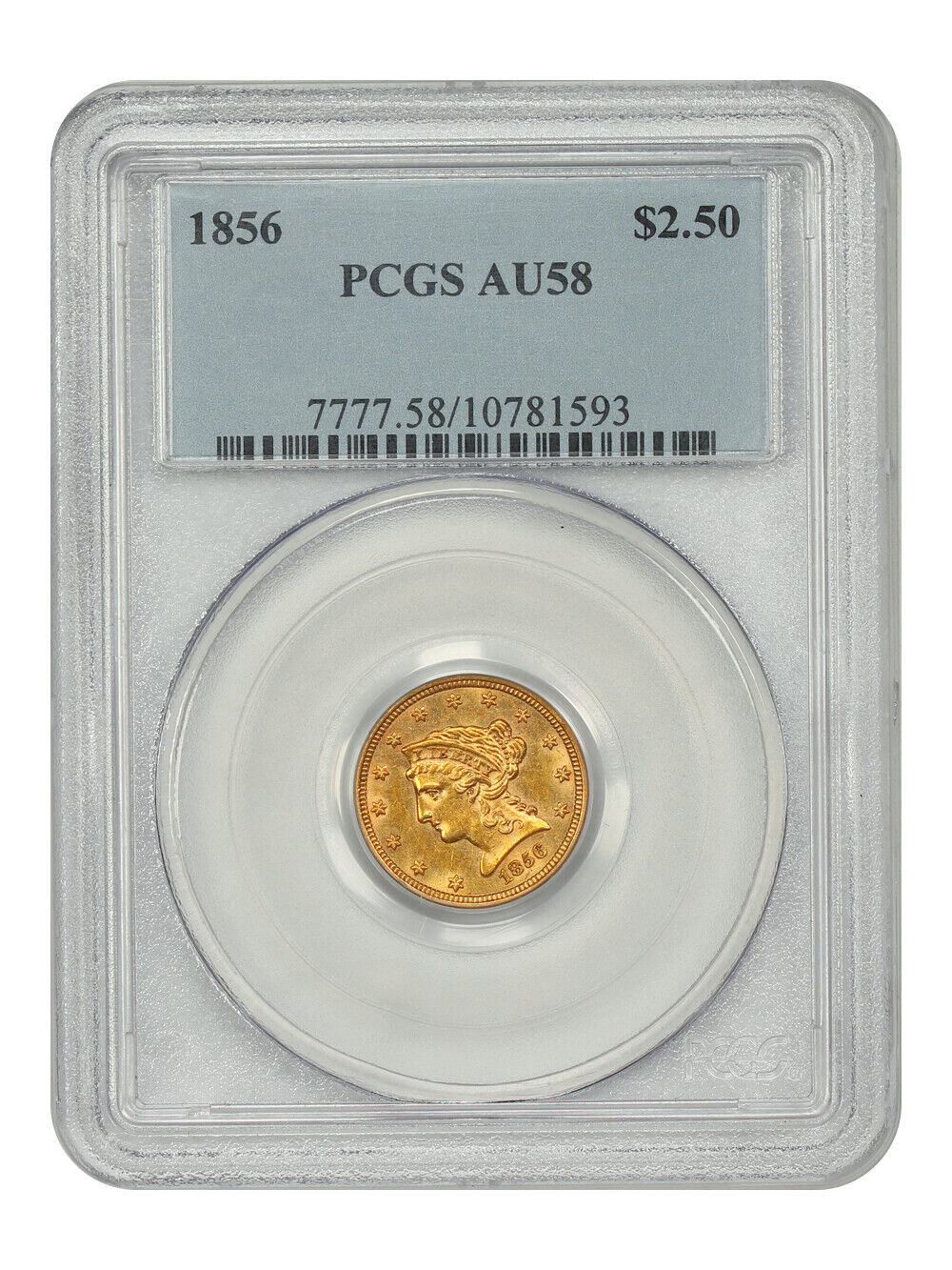 1856 $2.50 PCGS AU58 - Liberty Head $2.5