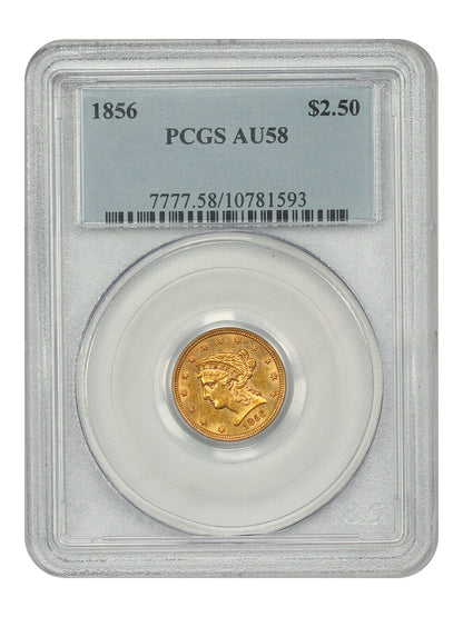 1856 $2.50 PCGS AU58 - Liberty Head $2.5