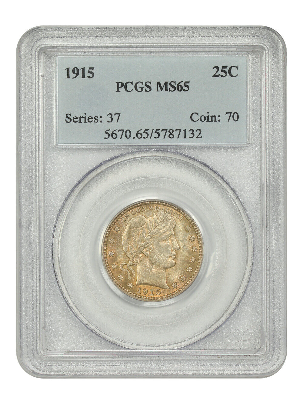 1915 25C PCGS MS65 - Barber Quarter