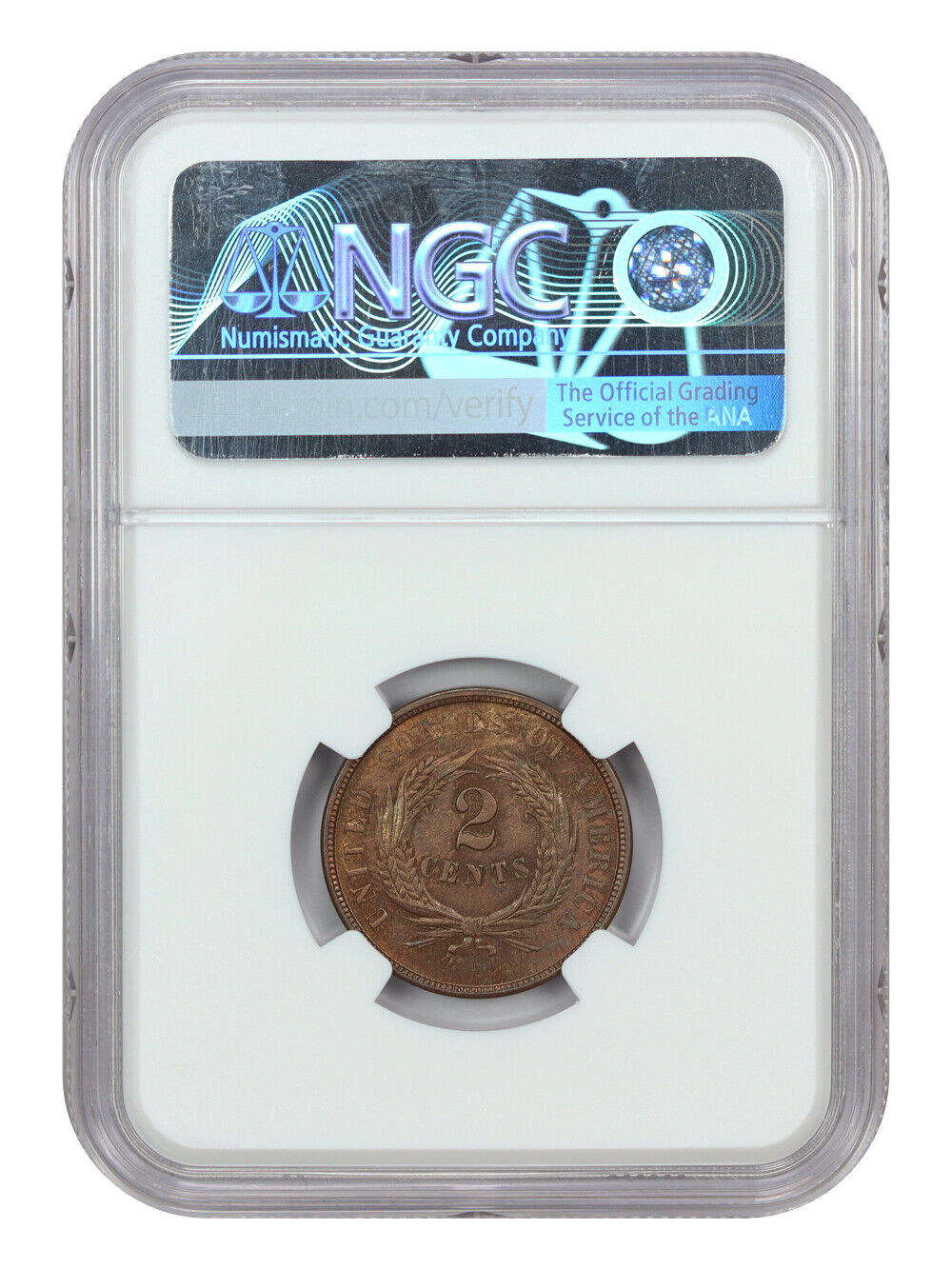 1864 2C NGC MS64RB (Large Motto)