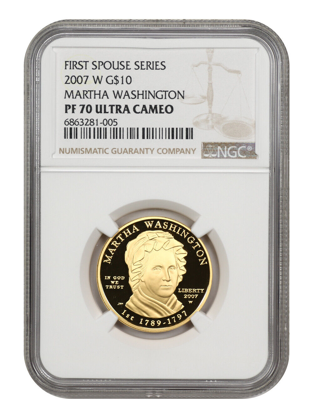 2007-W $10 Martha Washington NGC PR70DCAM