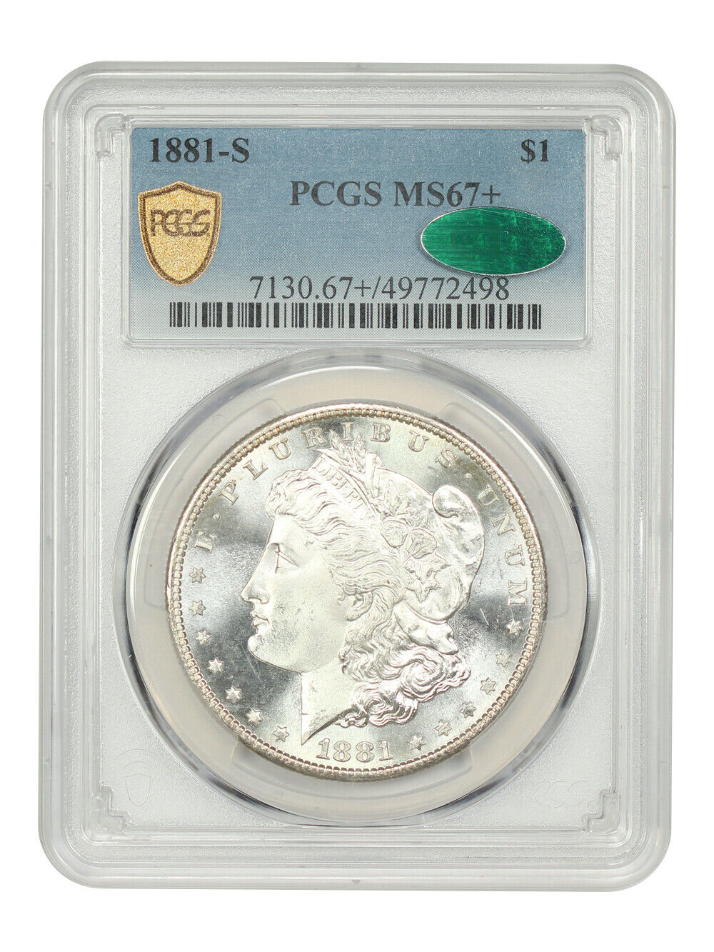 1881-S $1 PCGS/CAC MS67+ - Morgan Dollar - Booming Mint Luster