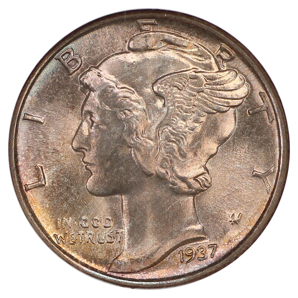 1937 10C NGC MS68FB - Mercury Dime