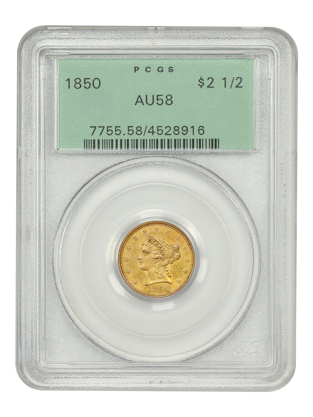 1850 $2.50 PCGS AU58 (OGH) - Liberty Head $2.5