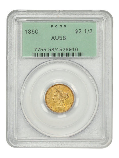 1850 $2.50 PCGS AU58 (OGH) - Liberty Head $2.5