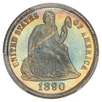 1890 10C PCGS/CAC PR67 ex: D.L. Hansen