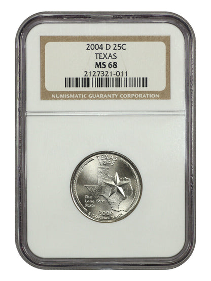 2004-D 25C Texas NGC MS68 - Washington 50 States Quarters