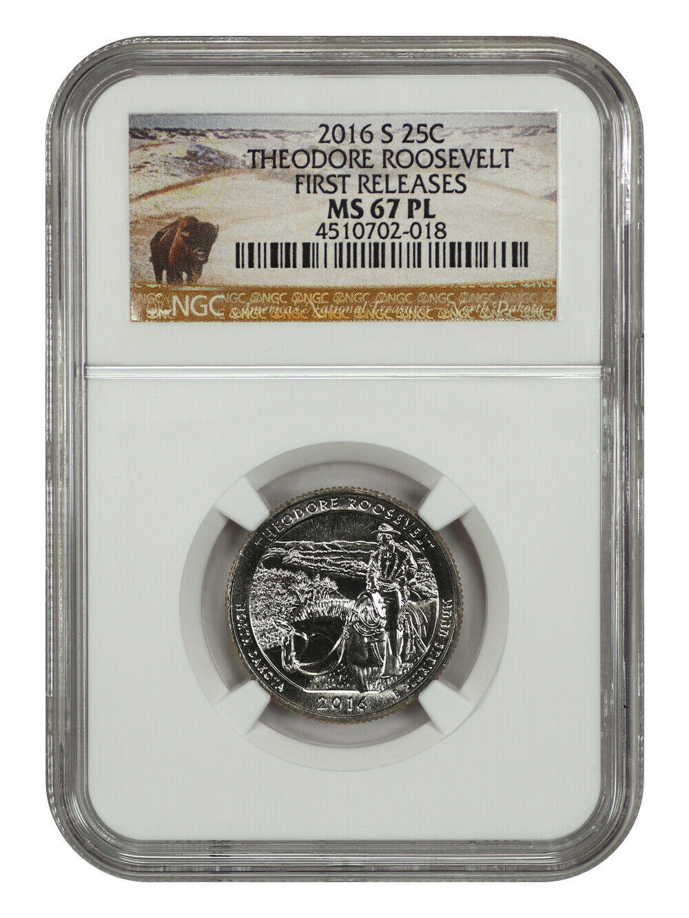 2016-S 25C Theodore Roosevelt NP NGC MS67PL (Early Releases) - Type 1 - Clad