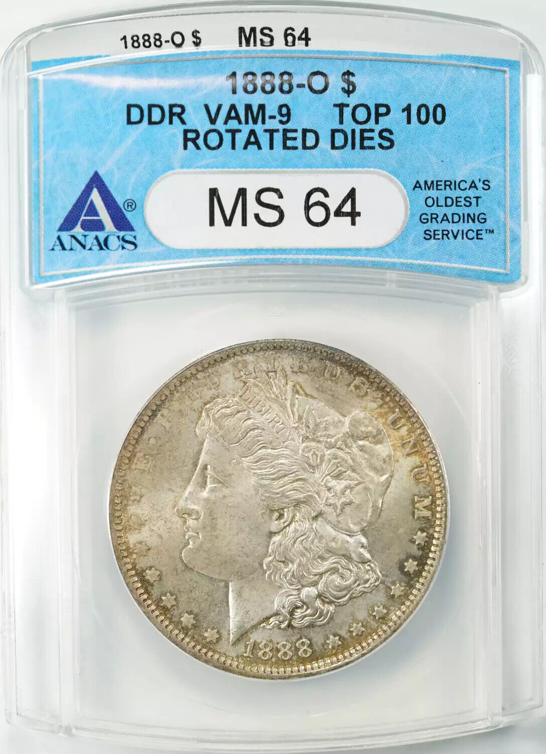 1888 O MORGAN SILVER DOLLAR $1 DDR VAM-9 ANACS MS 64 MINT UNC ROTATED DIES (948)