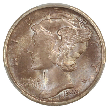 1943-S 10C CACG MS67FB - Mercury Dime