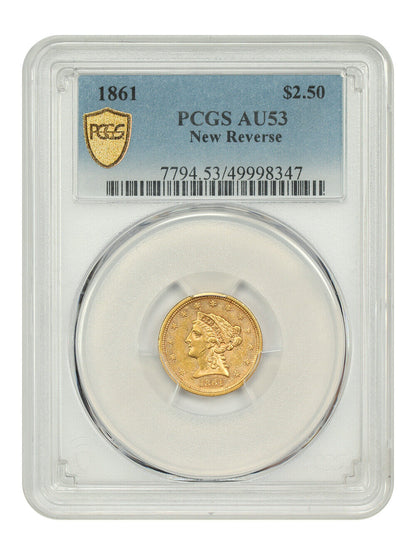 1861 $2.50 PCGS AU53 (New Reverse) - Liberty Head $2.5