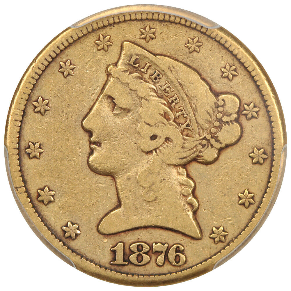 1876-CC $5 PCGS/CAC Fine 15 - Liberty Head $5