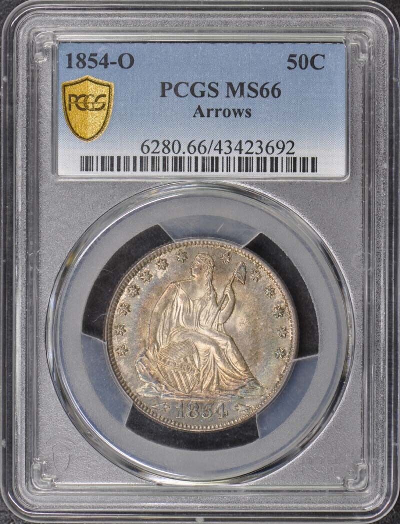 1854-O 50C Arrows Liberty Seated Half Dollar PCGS MS66