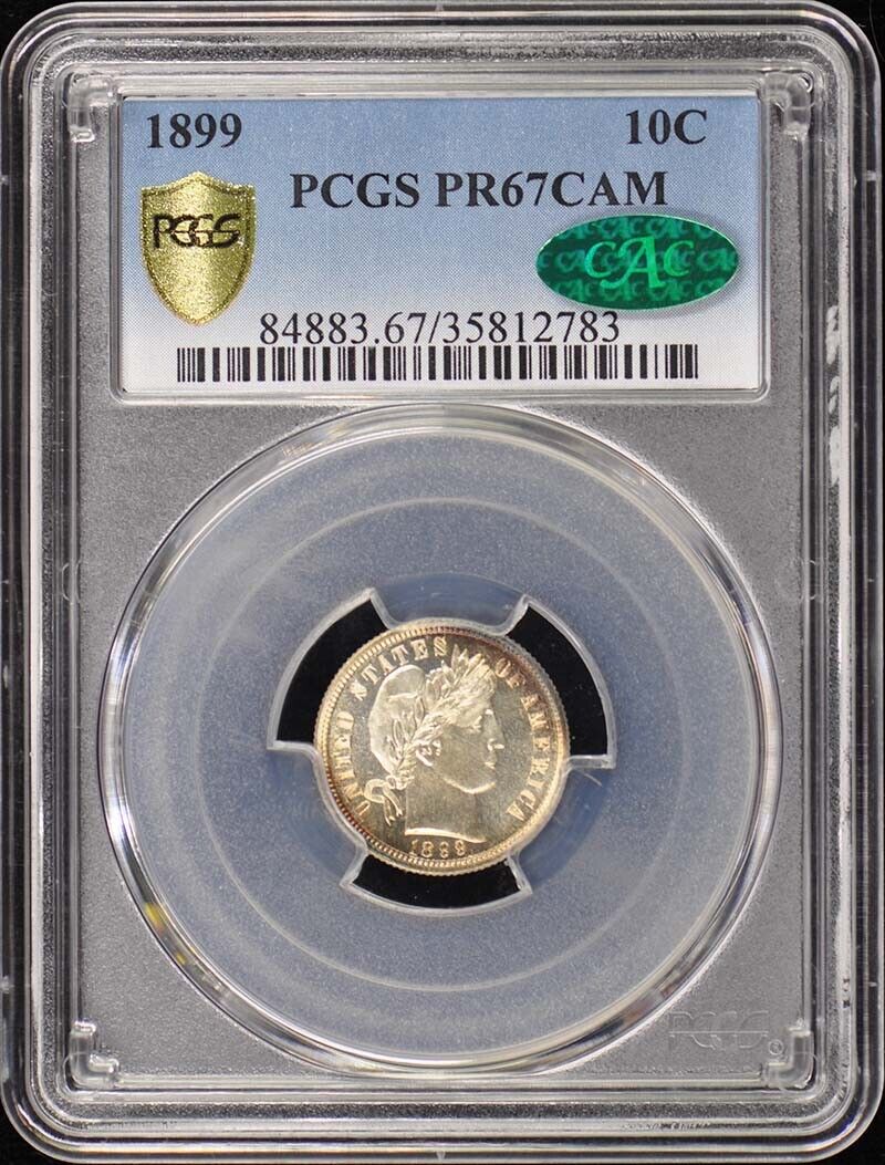 1899 10C Barber Dime PCGS PR67CAM (CAC)