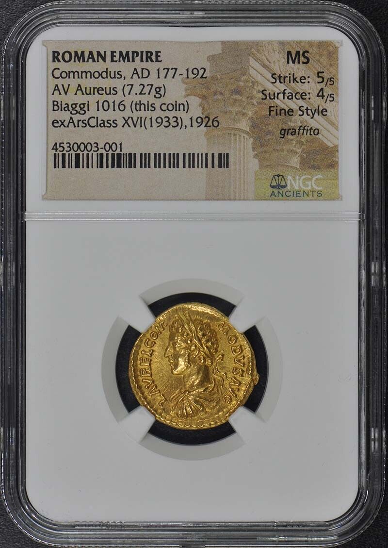 Commodus, AD 177-192 ROMAN Aureus NGC MS60 Fine Style