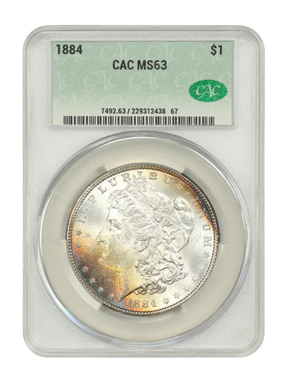 1884 $1 CACG MS63 - Morgan Dollar - Rainbow Toning!