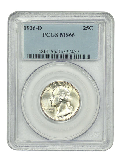 1936-D 25C PCGS MS66 - Washington Quarter - Key Date