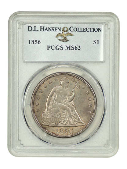 1856 $1 PCGS MS62 ex: D.L. Hansen