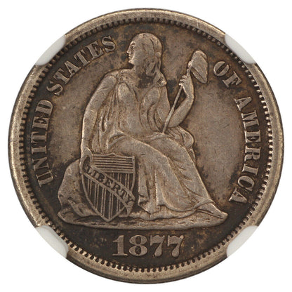 1877-CC 10C NGC AU50 - Liberty Seated Dime - Popular Carson City Dime