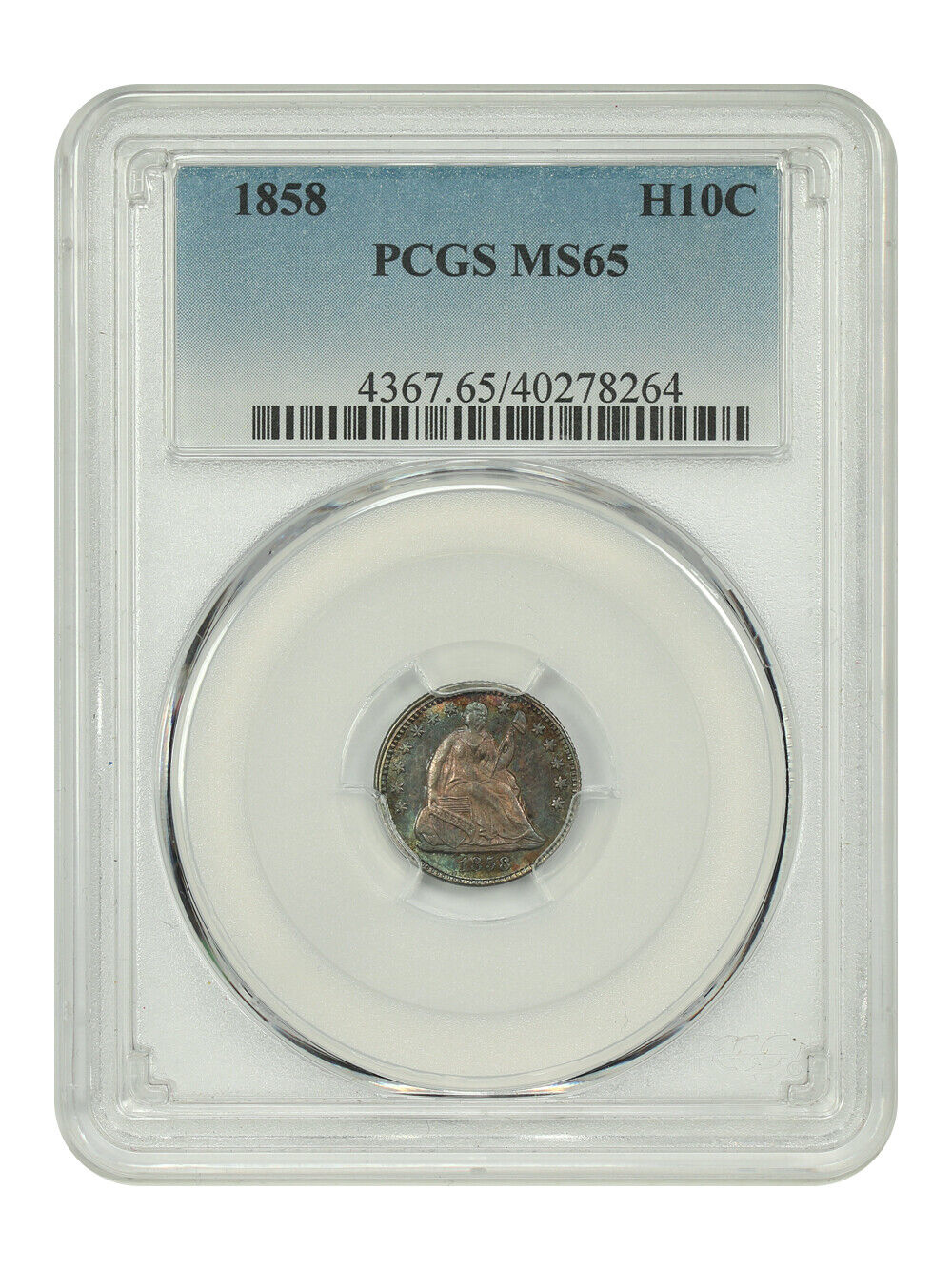 1858 H10C PCGS MS65 - Liberty Seated Half Dime