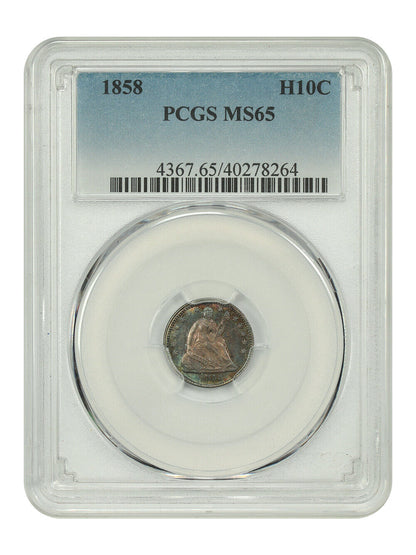 1858 H10C PCGS MS65 - Liberty Seated Half Dime