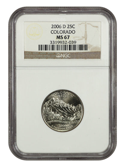 2006-D 25C Colorado NGC MS67 - Washington 50 States Quarters