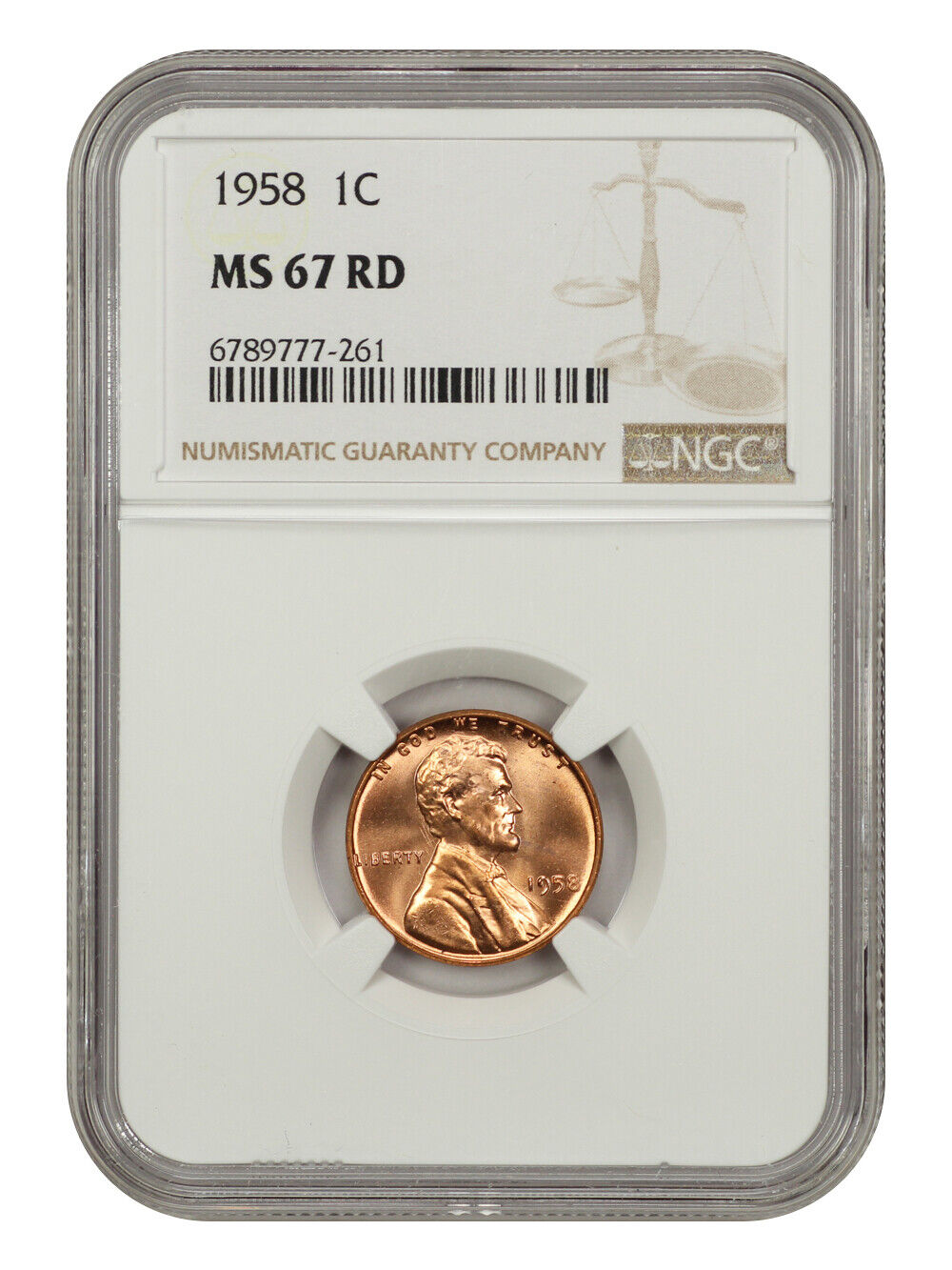 1958 1C NGC MS67RD