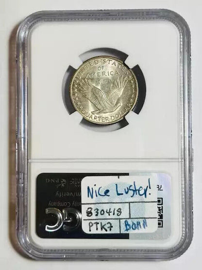 1917 S Type 1 Standing Liberty Quarter NGC MS-64 FH Nice Luster!