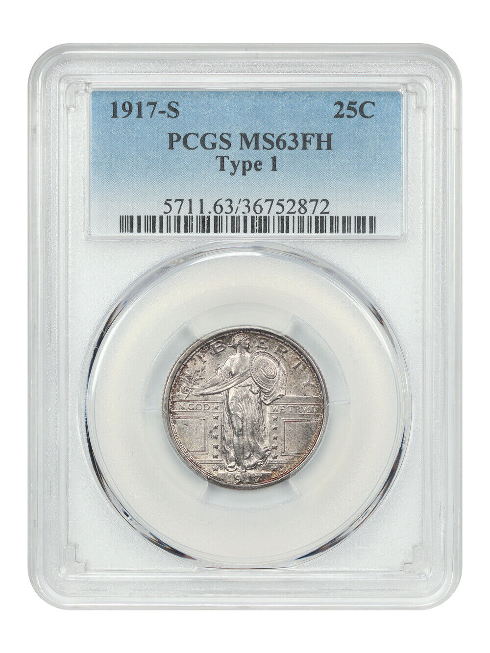 1917-S 25C PCGS MS63FH (Type 1) - Standing Liberty Quarter