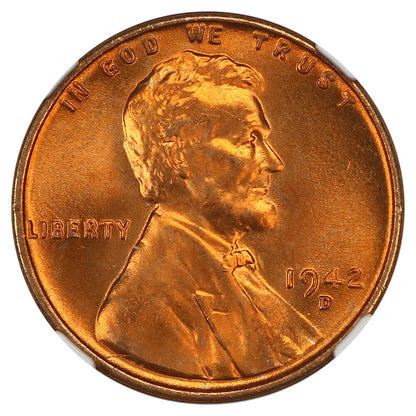 1942-D 1C NGC/CAC MS67+RD - Lincoln Cent (Wheat Reverse)