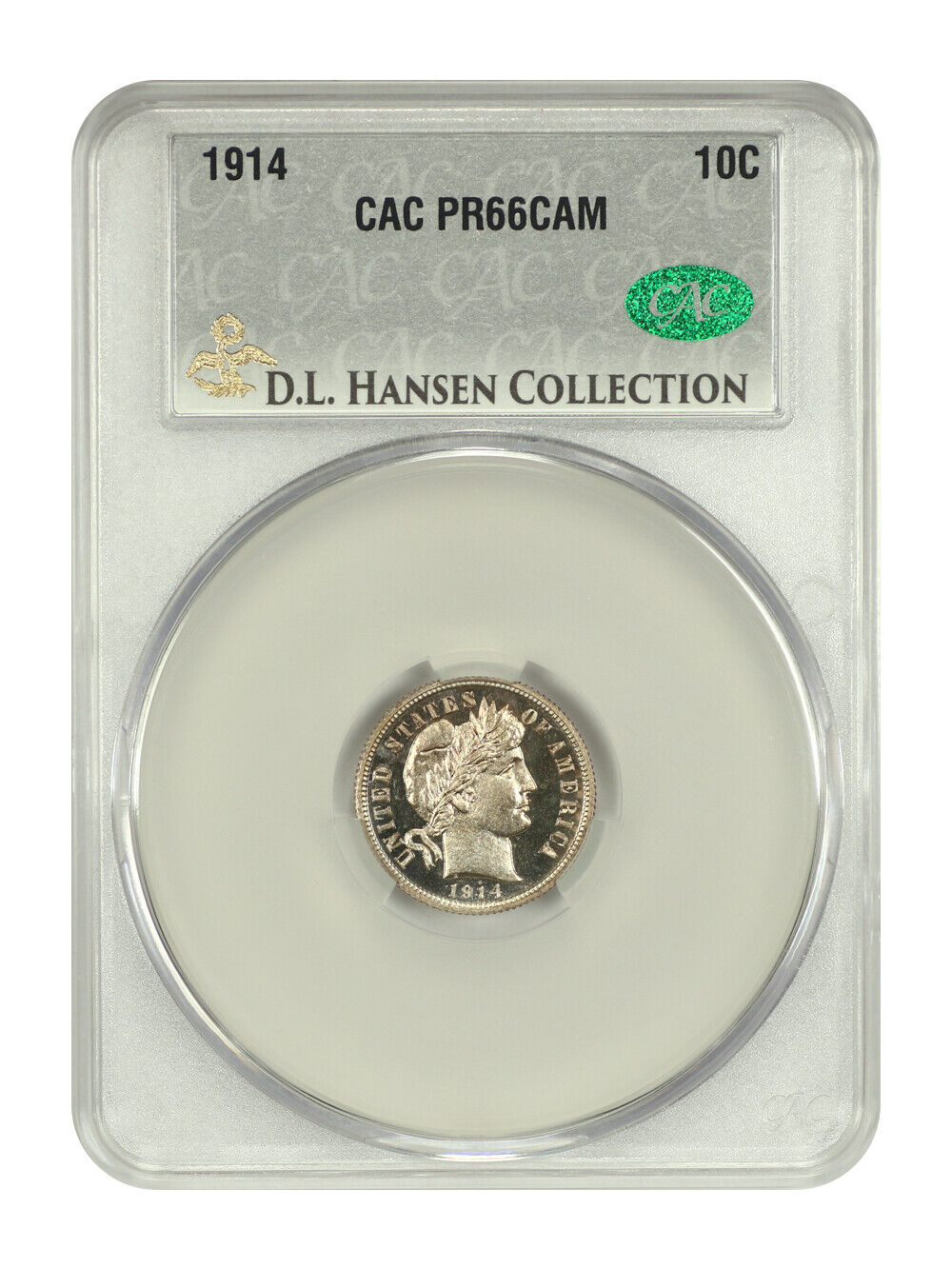 1914 10C CACG PR66CAM ex: D.L. Hansen - Barber Dime