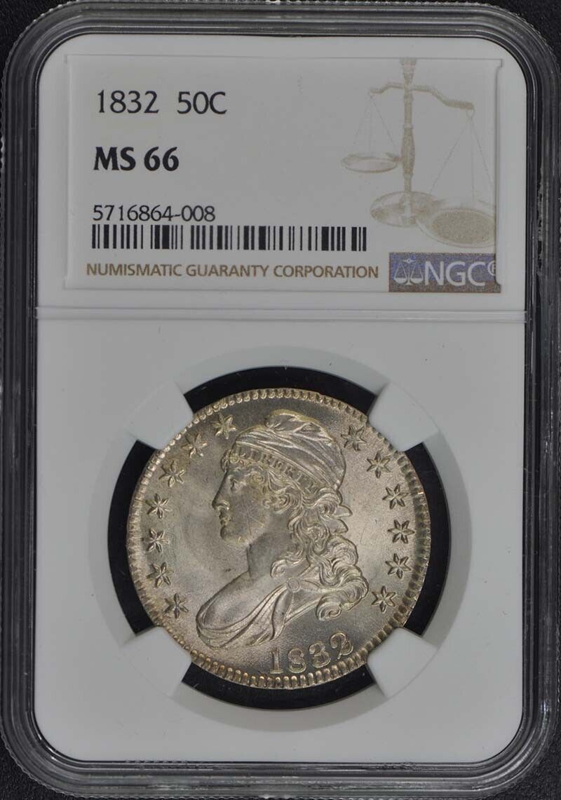 1832 Capped Bust, Lettered Edge 50C NGC MS66