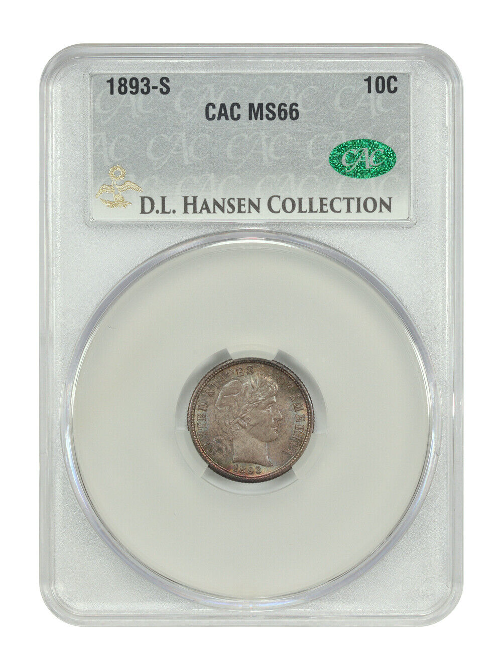 1893-S 10C CACG MS66 ex: D.L. Hansen - Barber Dime